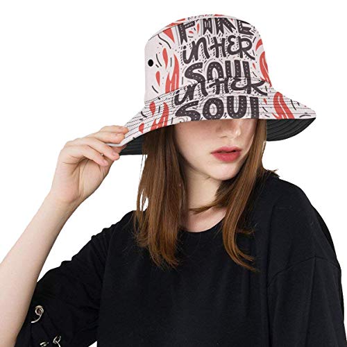 CNSP Packable Beach Hat Cute Letter Combination Design Summer Unisex Fishing Sun Top Bucket Hats for Teens Women Fisherman Cap Outdoor Sport Women Sun Hats