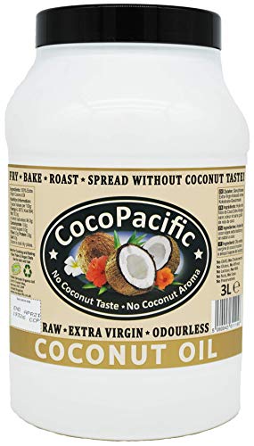 CocoPacific - Aceite de coco virgen extra crudo e inodoro, 3 L