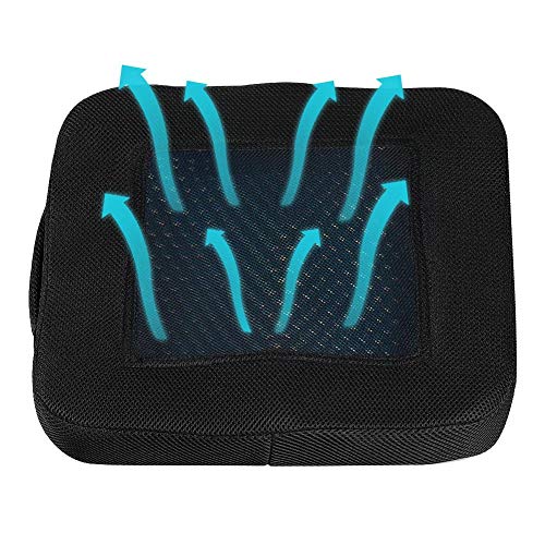 Cojín de gel duradero y cómodo de rebote de espuma viscoelástica para silla de oficina en casa, silla, reclinable, ciática y alivio del dolor de espalda Black mesh cloth + non-slip clot Multicolor.