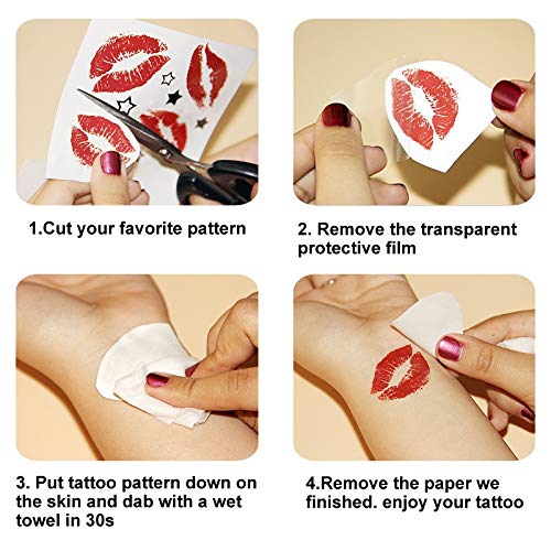 COKTAK 6 Hojas Dorado Metálico Tatuajes temporales mujeres Bohemian Luna estrella león Pulsera Gran Boho Joyería falsa Flash tatuaje Pegatina Chicas Brazo Brillo Pluma Temporary Tattoo Oro