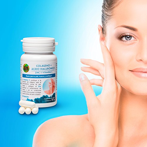 Colágeno con Ácido Hialurónico Cápsulas | Colágeno Hidrolizado con Acido Hialurónico y Vitamina C + Zinc | Piel Radiante | Articulaciones Sanas - Aquisana - 60 Cápsulas