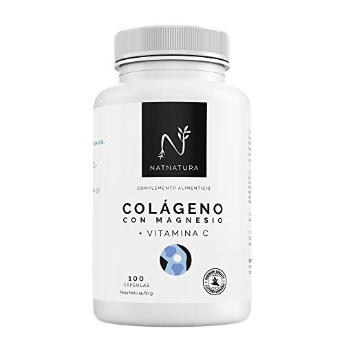 Colágeno con magnesio. Colágeno PEPTAN ® marino hidrolizado+magnesio+Ácido hialurónico+vitamina C. Potente suplemento para mantenimiento de articulaciones, cartílagos, huesos y piel. 100 cápsulas