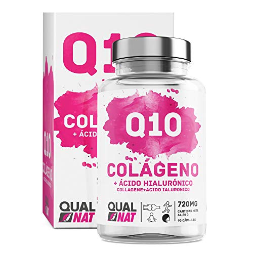 Colágeno Con Magnesio | Vitamina C| Ácido Hialurónico + Q10 |Colágeno Marino | Perfecto para Mejorar Piel, Cabello y Articulaciones | 90 Cápsulas | Qualnat