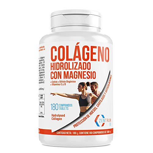 Colágeno hidrolizado con calcio para huesos y articulaciones – Colágeno con vitamina C y vitamina D para ayudar a la energía del día a día (180)