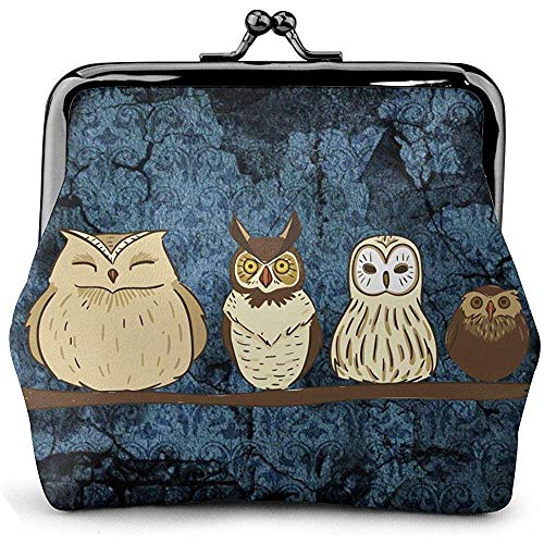 Colección de búhos en Rama Monedero de Cuero Besos Cerradura Bolsa de Cambio Cierre de Cierre Vintage Hebilla Monedero