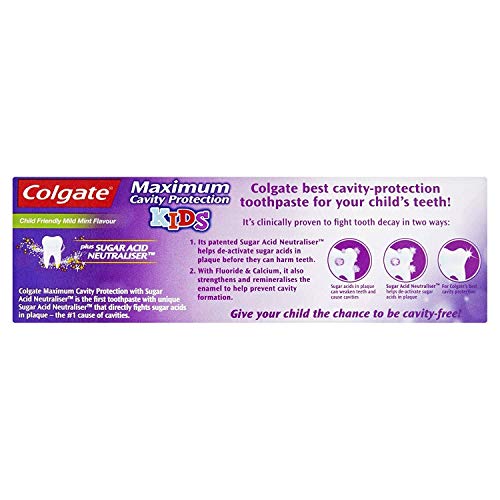 Colgate Máxima Protección Cavidad Más Ácido De Azúcar Niños Neutralizador Pasta De Dientes 50ml (Paquete de 2)