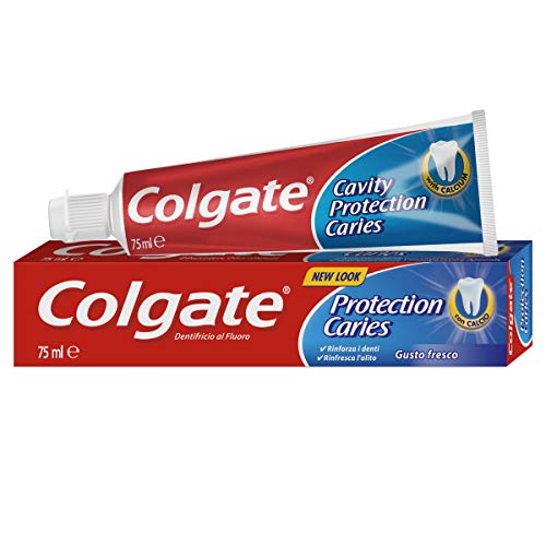 Colgate Protección Caries, Pasta de dientes, flúor activo y calcio líquido, sabor tradicional - 1 ud x 75ml