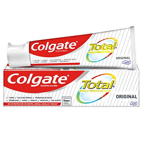 Colgate Total Original, Pasta de Dientes, 12h de Protección Completa - Pack 12 uds x 75ml