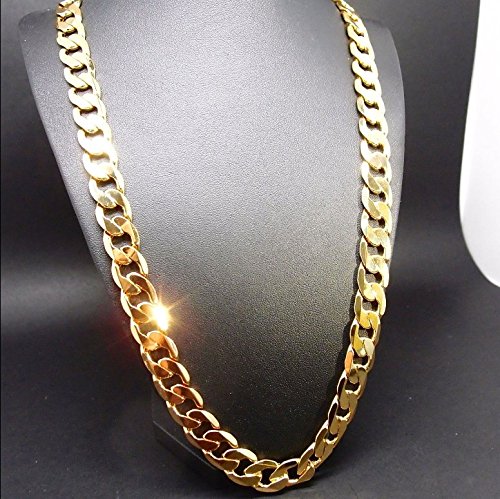 Collar cadena oro 9MM 24 K moda joyería diamante corte cierre sólido Miami cubano enlace Hip Hop verdadero regalo.