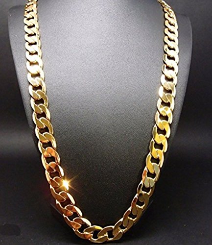 Collar cadena oro 9MM 24 K moda joyería diamante corte cierre sólido Miami cubano enlace Hip Hop verdadero regalo.