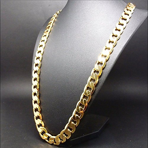 Collar cadena oro 9MM 24 K moda joyería diamante corte cierre sólido Miami cubano enlace Hip Hop verdadero regalo.