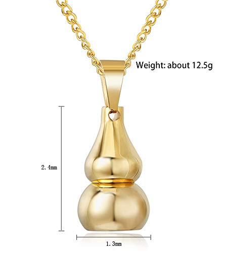 Collar con colgante de calabaza de acero inoxidable, botella de perfume retro punk Street titanio fundido collar colgante de acero inoxidable hombres y mujeres regalo joyería al por mayor, 123, dorado, Size