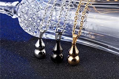 Collar con colgante de calabaza de acero inoxidable, botella de perfume retro punk Street titanio fundido collar colgante de acero inoxidable hombres y mujeres regalo joyería al por mayor, 123, dorado, Size