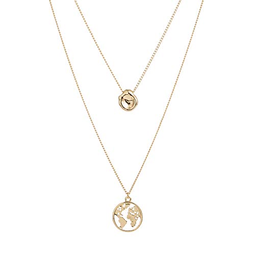 Collar Multicapa para Mujer, Colgante de Mapa del Mundo, Cadena de clavícula, joyería, Cadena de suéter