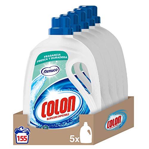 Colon Nenuco - Detergente para lavadora, adecuado para ropa blanca y de color, formato gel - pack de 5, hasta 155 dosis