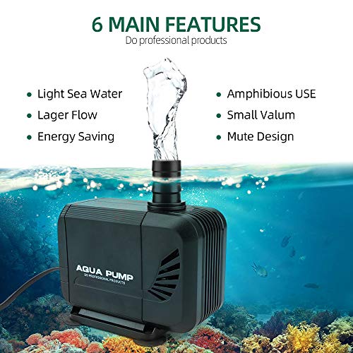 Color You - Bomba sumergible para agua (35W, 2500l/h, 2,5 m, ahorro de energía, reducción de ruido, silencioso, filtración circulante con 3 boquillas para estanque, fuente de acuario, acuario y pecera