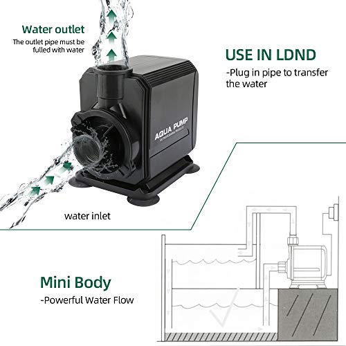 Color You - Bomba sumergible para agua (35W, 2500l/h, 2,5 m, ahorro de energía, reducción de ruido, silencioso, filtración circulante con 3 boquillas para estanque, fuente de acuario, acuario y pecera