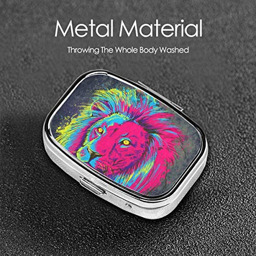 Colorido Arte León Cuadrado Píldora Caso Portátil Caja Bolsillo Tablet Medicina Titular Viaje Organizador Casos