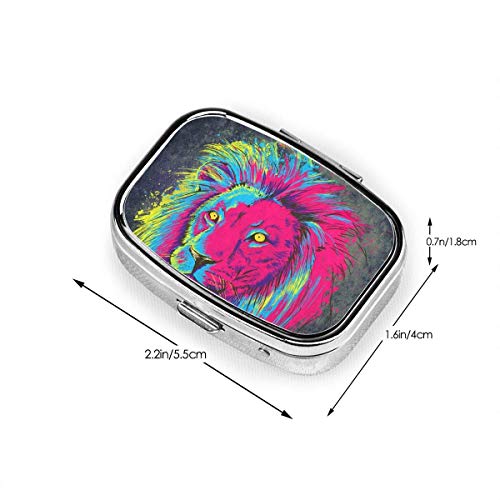 Colorido Arte León Cuadrado Píldora Caso Portátil Caja Bolsillo Tablet Medicina Titular Viaje Organizador Casos