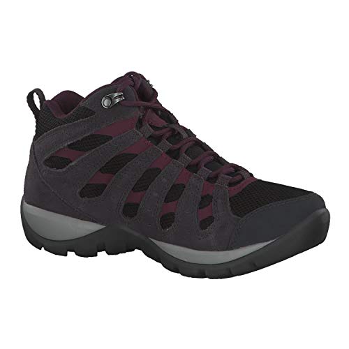 Columbia Redmond V2 Mid, Botas de Senderismo Impermeables para Mujer, Negro, Rojo (Black, Black Cherry), 40 EU