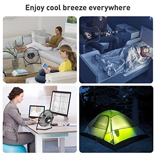 COMLIFE Ventilador USB de Mesa Batería Recargable de 4400mAh Ventilador Portátil y Silencioso para Hogar, Oficina, Escuela o Actividades al Aire Libre