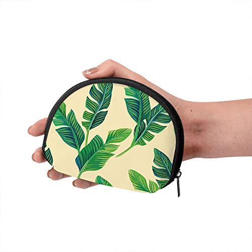 Composición exótica Palma Hoja de plátano en la Naturaleza Monedero pequeño para Mujer Bonita Bolsa de Monedas para niña Bolsa de Monedas Bolsa de Almacenamiento Cartera de Concha