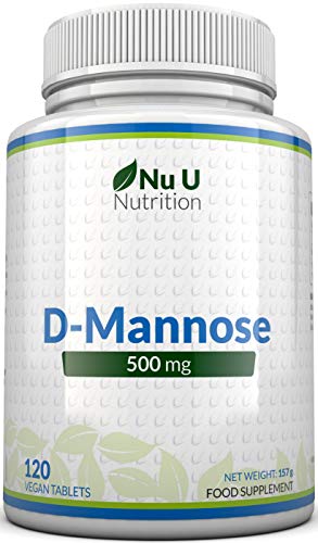Comprimidos de D-Manosa de 500mg | 120 comprimidos | Alta Potencia | Libre de Alérgenos y Apto para Vegetarianos y Veganos | No Son Cápsulas Ni Polvo de D-Manosa