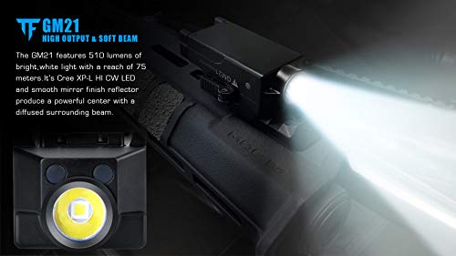 Comunite GM21 - Luz LED para pistola (510 lúmenes, recargable, con riel ajustable, montaje de liberación rápida para Glock, Springfield, Sig Sauer)