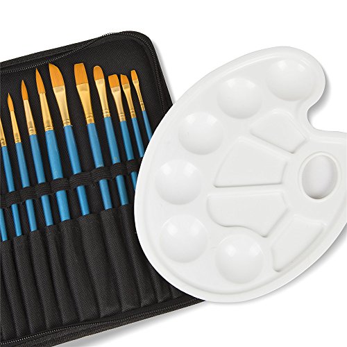 CONDA Artista conjunto de pintura con estuche paleta y 12 pinceles para acuarela pintura acrílica u oleo