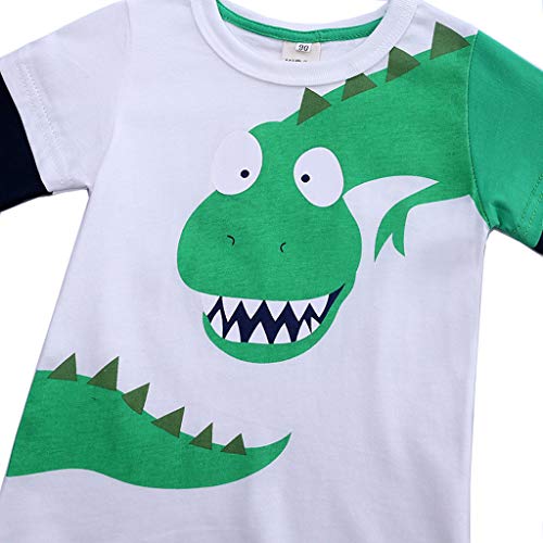 Conjunto Otoño Camiseta Manga Larga,JiaMeng Niño de Dibujos Animados Dinosaurio Remiendo Camisa Tops Trajes Ropa de Blusa Bebe niño Manga Larga Camisetas