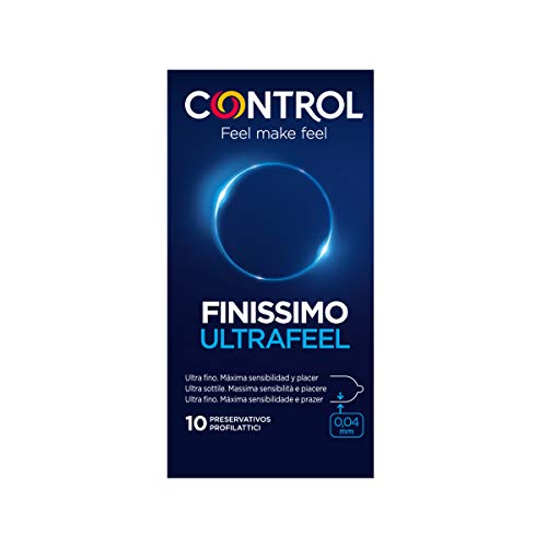 Control Preservativos Finissimo Ultrafeel - Caja de condones ultra finos, gama sensibilidad, lubricados, ajuste perfecto, sexo seguro, 10 unidades
