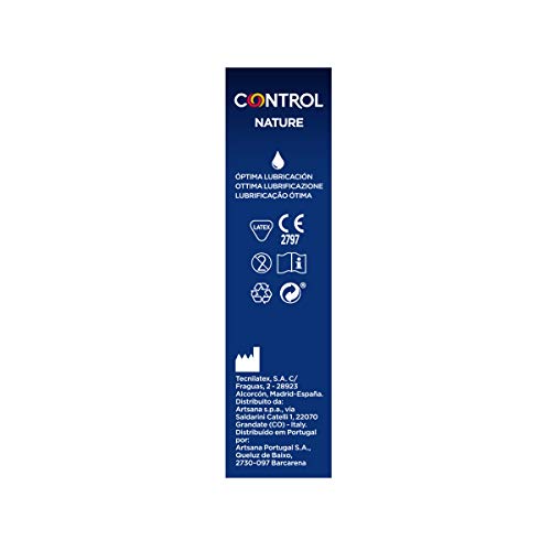 Control Preservativos Nature - Caja de condones, gama placer natural, lubricados, perfecta adaptabilidad, sexo seguro, 12 unidades