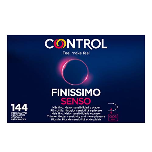 Control Senso Preservativos - Caja de condones muy finos para mayor sensibilidad, 144 unidades (pack grande ahorro) - Gama placer natural, lubricados, perfecta adaptabilidad