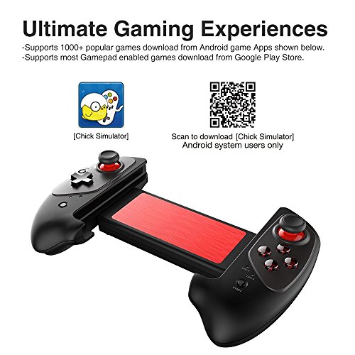 Controlador de Juego inalámbrico, PowerLead Gamepad actualizado Controlador de Juego retráctil inalámbrico Práctico Stretch Pad para Android/iOS - Juego Directo