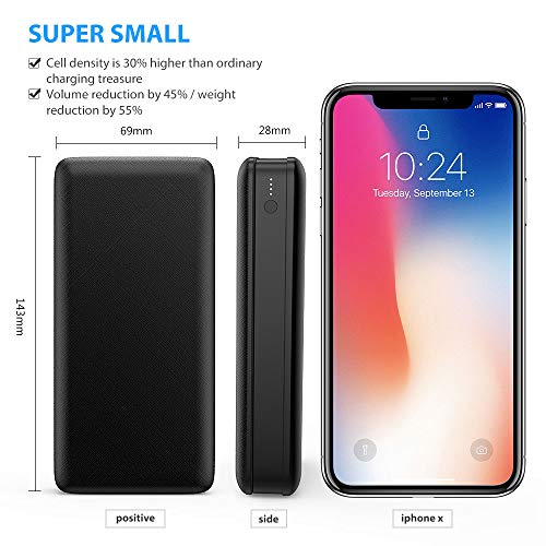 Coolreall Powerbank 20000mAh, Alta Capacidad Dual Puertos Bateria Externa con Indicador de Estado LED, Compatible con iPhone, iPad, Samsung, Huawei y Otros Smartphones (Negro)