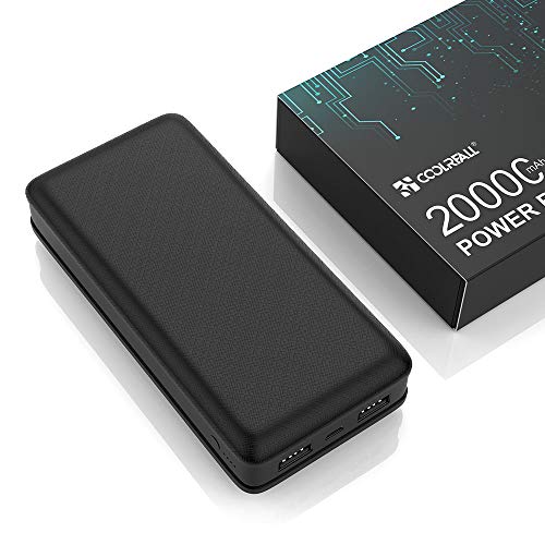 Coolreall Powerbank 20000mAh, Alta Capacidad Dual Puertos Bateria Externa con Indicador de Estado LED, Compatible con iPhone, iPad, Samsung, Huawei y Otros Smartphones (Negro)