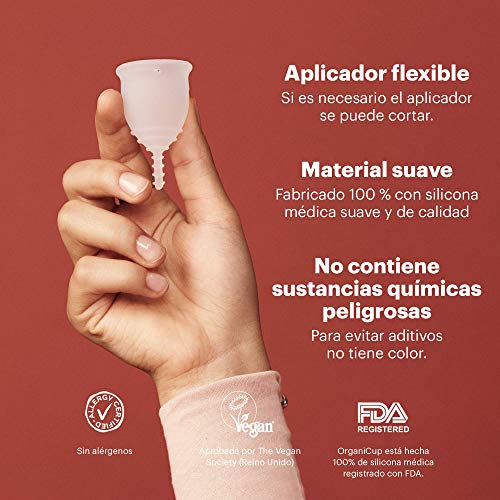 Copa menstrual OrganiCup - Talla A/pequeña - Ganadora del los AllergyAwards 2019 - Aprobada por la FDA - Silicona suave, flexibe y reutilizable de grado medicinal
