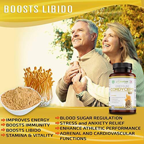 CORDYCEPS SINENSIS CÁPSULAS Por JeaKen - Suplementos Alimenticios que Mejora la Energía y la Resistencia, Reduce La Fatiga, Aumenta la Inmunidad y Alivio del Estrés - 60 Energy Capsulas Veganas