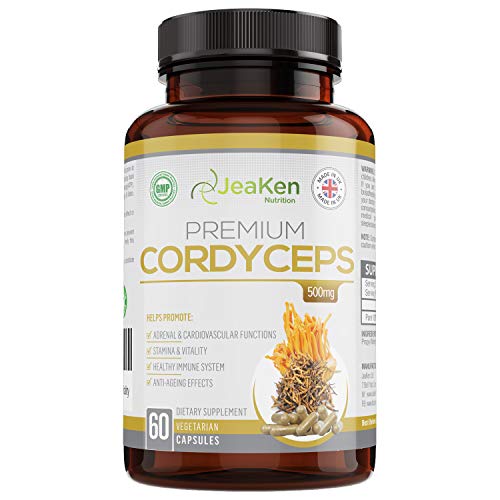 CORDYCEPS SINENSIS CÁPSULAS Por JeaKen - Suplementos Alimenticios que Mejora la Energía y la Resistencia, Reduce La Fatiga, Aumenta la Inmunidad y Alivio del Estrés - 60 Energy Capsulas Veganas