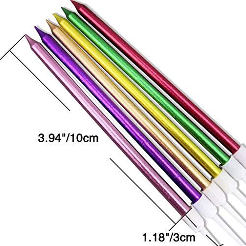 Coriver Velas de cumpleaños de Colores en titulares, Velas de Pastel de cumpleaños metálicas Altas Velas de Cupcake largas y Delgadas para Decoraciones de Pasteles de Boda (30pcs-Rose Gold)