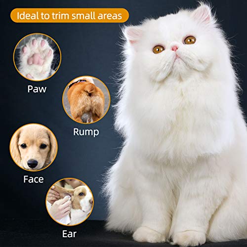 Cortadora de peluquería canina, recortadora de pelo para mascotas Cat Dog Clipper, diseño inalámbrico recargable de bajo ruido eléctrico para cabello alrededor de la cara, ojos, orejas, pata, ron