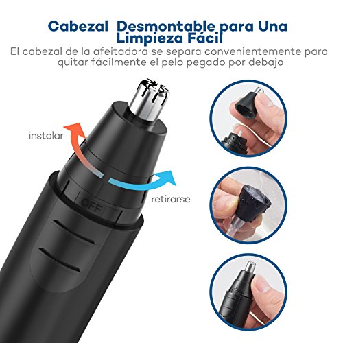 Cortapelos Nariz y Oreja - Profesional Nose Hair Trimmer con LED Hojas de Acero Inoxidable de Doble Borde de Anjou Afeitadora para Nariz Oído y Pelo Facial Cabeza Desmontable Lavable