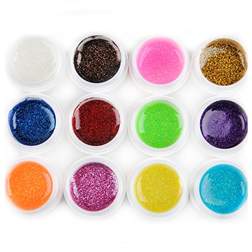 Coscelia Uñas Completo Kit del Nail Art 24 Colores Puro Glitter UV Gel de Uñas Builder Clipper Cepillo Bloque Herramientas de Uñas