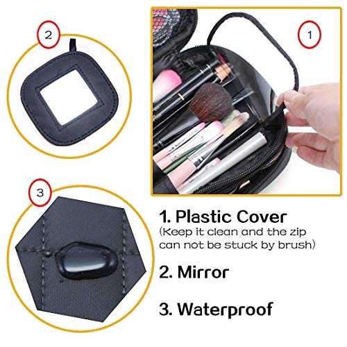 Cosmetics Bolsa de maquillaje de doble capa con espejo belleza brochas de maquillaje bolsas de viaje Kit Organizador Cosmético Bolsa Profesional Multifuncional Organizador para Mujer