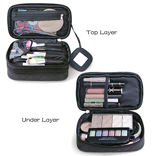 Cosmetics Bolsa de maquillaje de doble capa con espejo belleza brochas de maquillaje bolsas de viaje Kit Organizador Cosmético Bolsa Profesional Multifuncional Organizador para Mujer