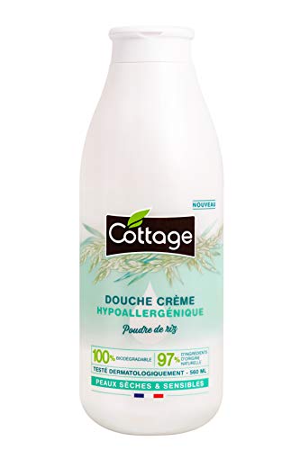 Cottage – Crema de ducha hipoalergénica – Polvo de arroz – 97% de ingredientes de origen natural – Pieles sensibles, secas y reactivas – Fabricado en Francia – 560 ml