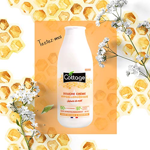 Cottage – Crema de ducha hipoalergénica – Terciopelo de miel – 97% de ingredientes de origen natural – Pieles sensibles, secas y reactivas – Fabricado en Francia – 560 ml