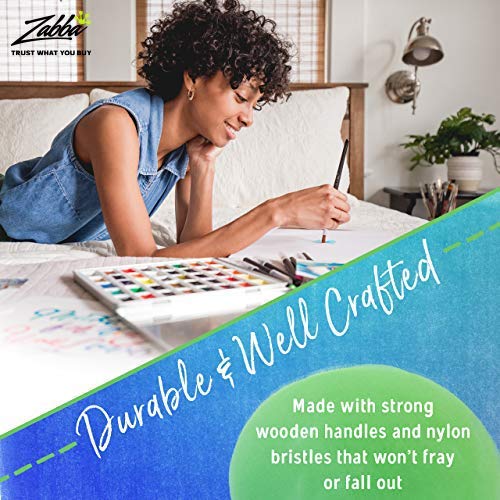 Crafts 4 ALL - Set de 12 pinceles profesionales de pintura, brocha redonda, de punta, detalle, pelo de nailon, pincel acrílico, artista acrílico, pincel para pintura acrílica, acuarela y óleo