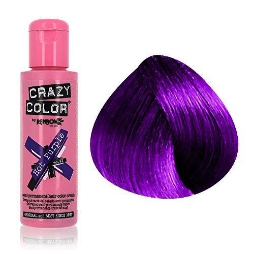 Crazy Color, Coloración semipermanente (color Hot Purple, nº 62), 100 ml