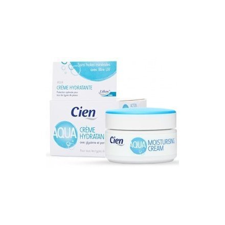 Crema Cien Aqua Hidratante con Glicerina y Pantenol, con filtro UV - 50 ml